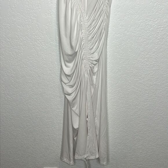 NWT Jonathan SIMKHAI Jessica Ruched Maxi Dress White Medium - Picture 5 of 16